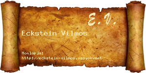 Eckstein Vilmos névjegykártya